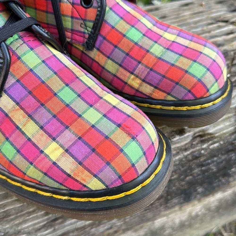 Vtg Dr. Martens 1460 Checkered Fabric Boots Engla… - image 7