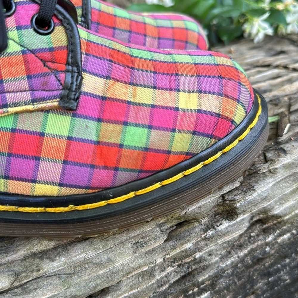 Vtg Dr. Martens 1460 Checkered Fabric Boots Engla… - image 8