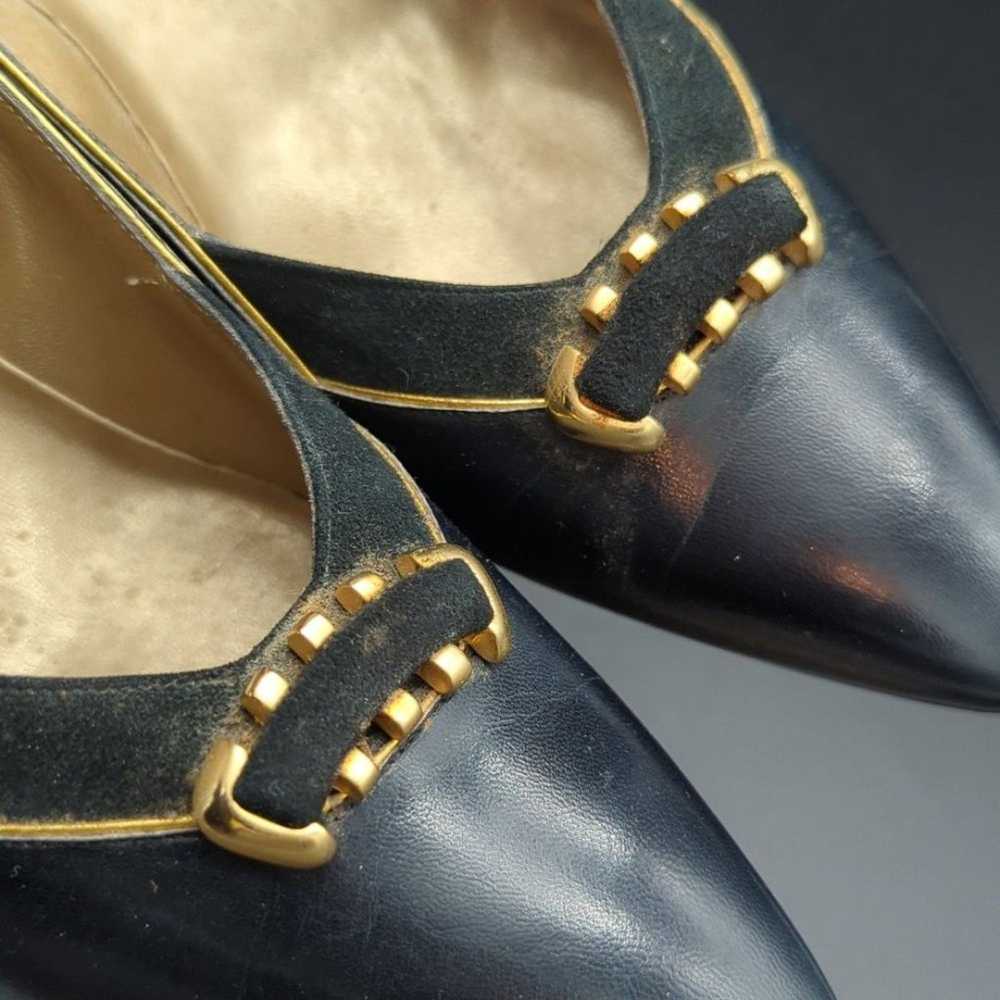 Vintage Bally Black and gold leather high heels s… - image 5