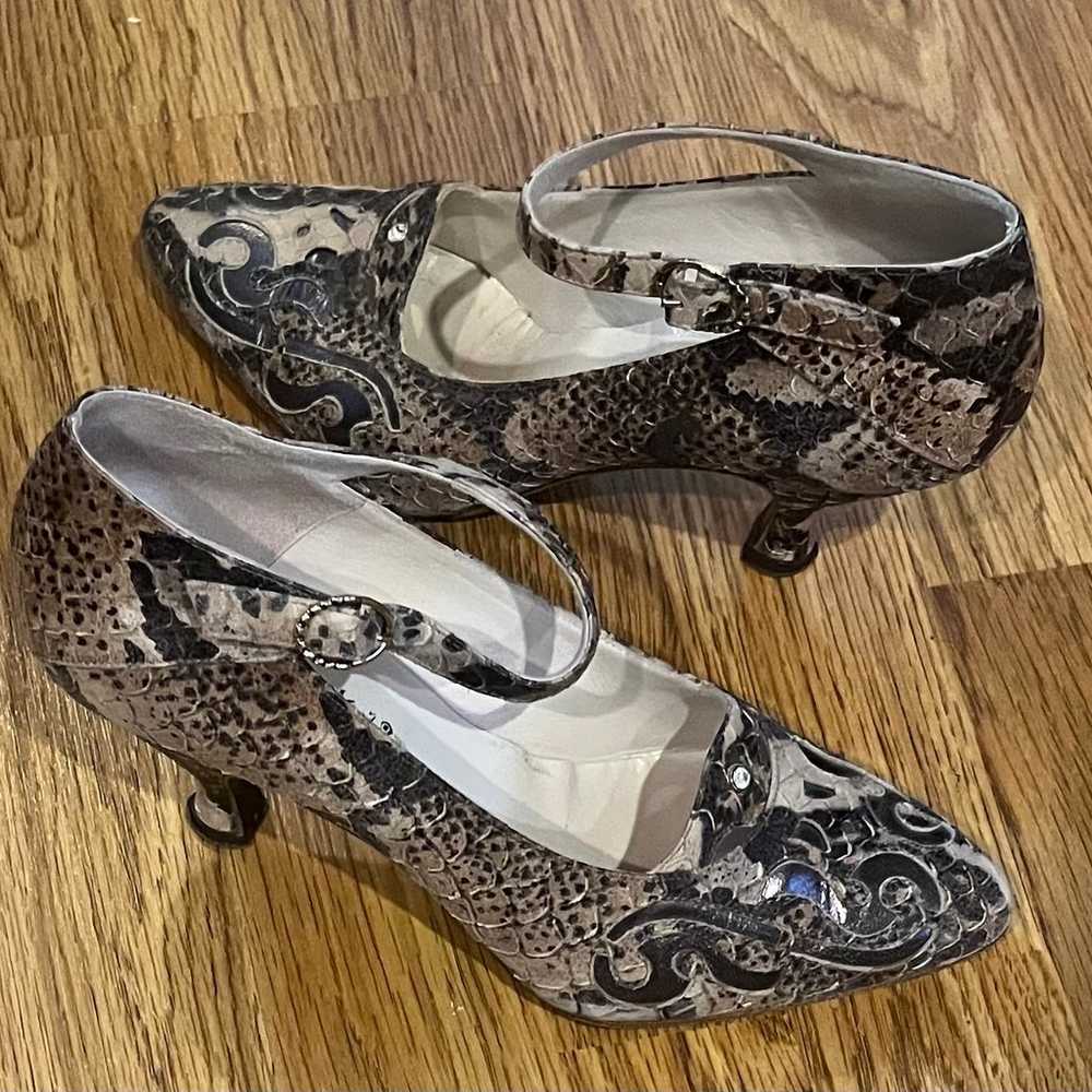 Vintage PETER FOX Snakeskin Heels Pumps Ankle Str… - image 1