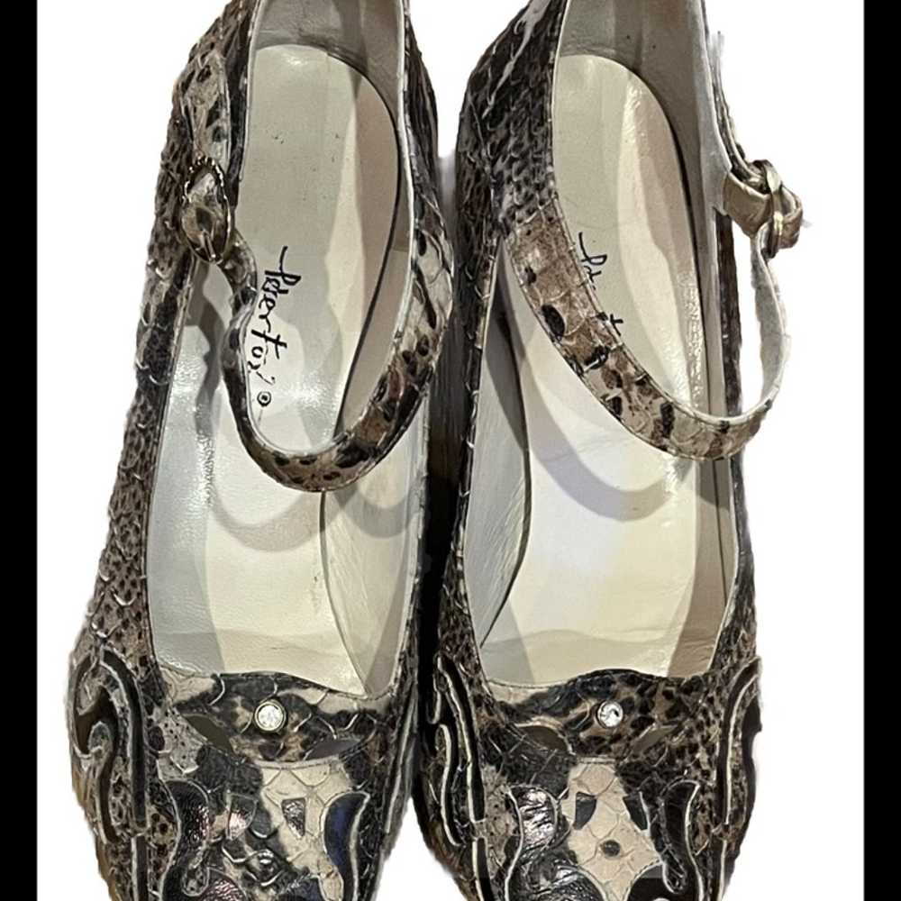 Vintage PETER FOX Snakeskin Heels Pumps Ankle Str… - image 7