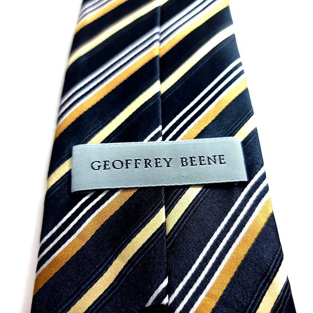 Movie Geoffrey Beene Black Gold Striped Woven Sil… - image 3