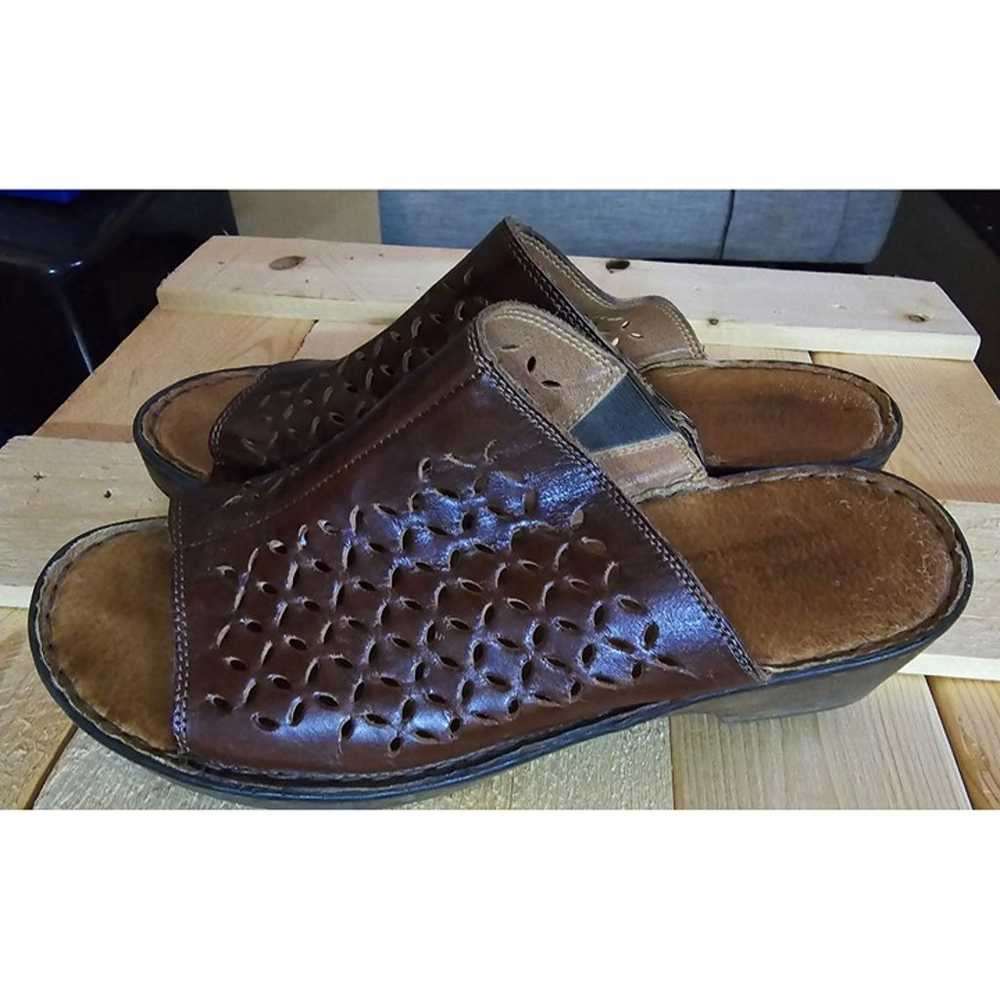 Vintage Josef Seibel Brown Leather Slide Sandals … - image 5