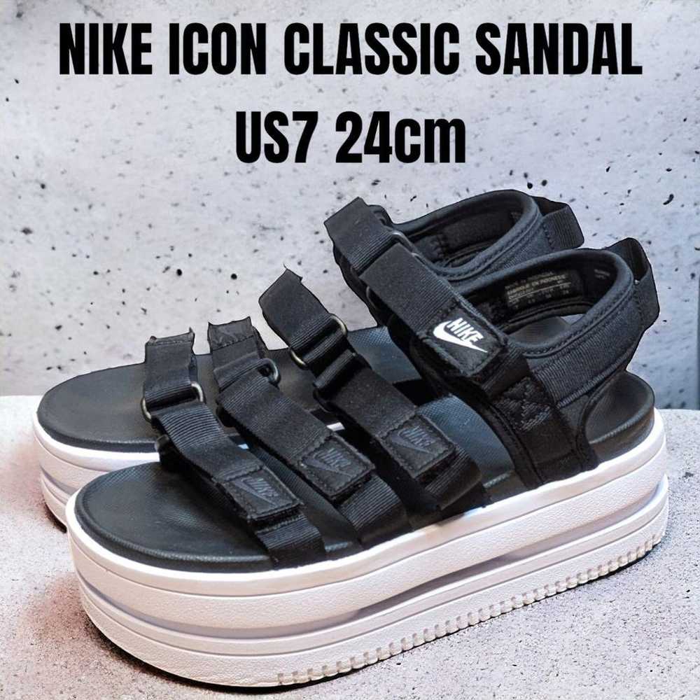 NIKE Icon Classic Sandals 24cm Black Thick Sole - image 1