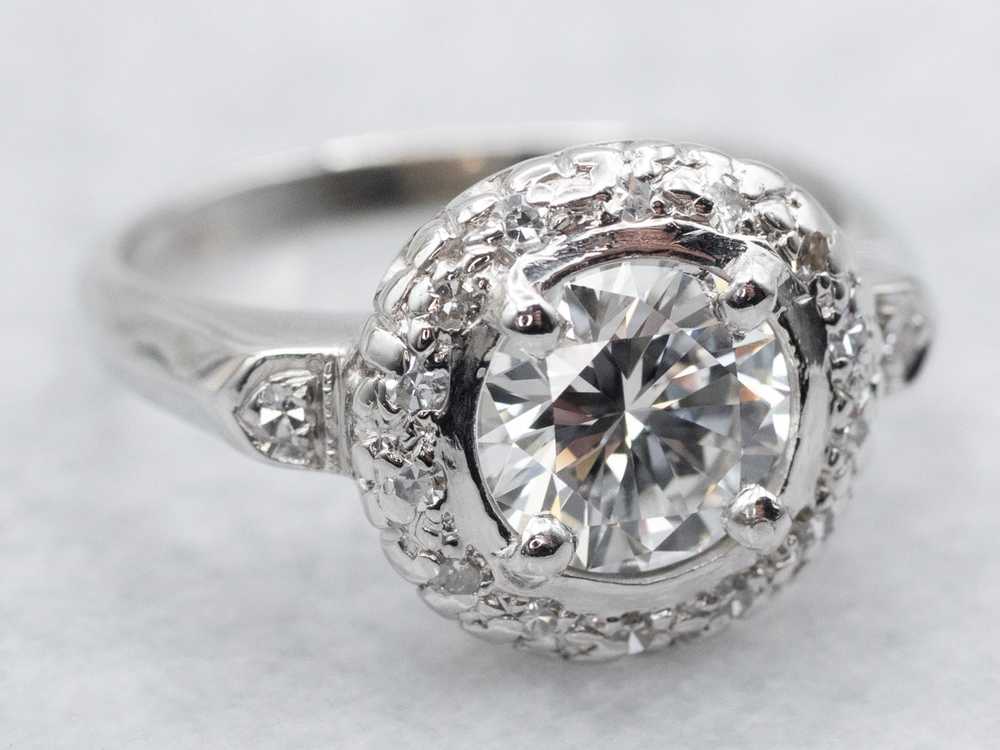 Platinum Diamond Engagement Ring with Diamond Halo - image 1