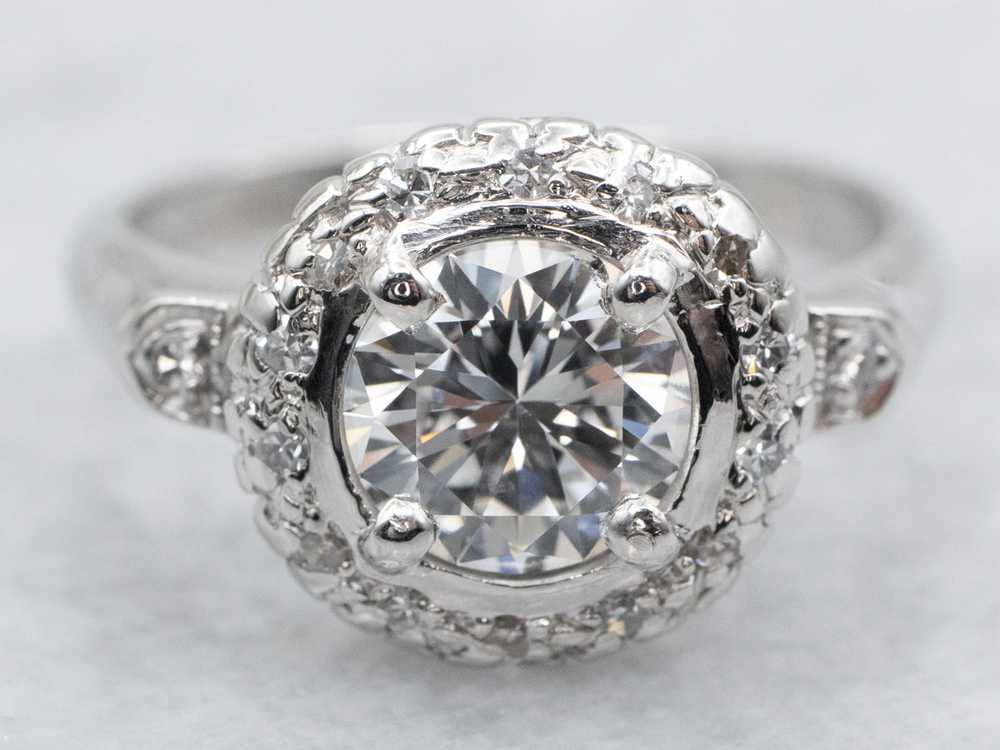 Platinum Diamond Engagement Ring with Diamond Halo - image 2