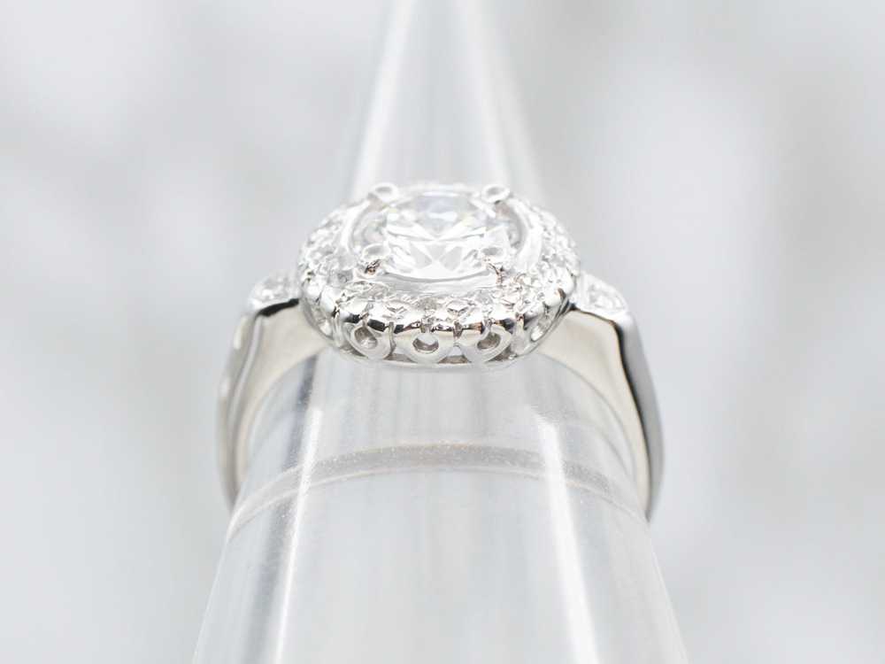 Platinum Diamond Engagement Ring with Diamond Halo - image 3