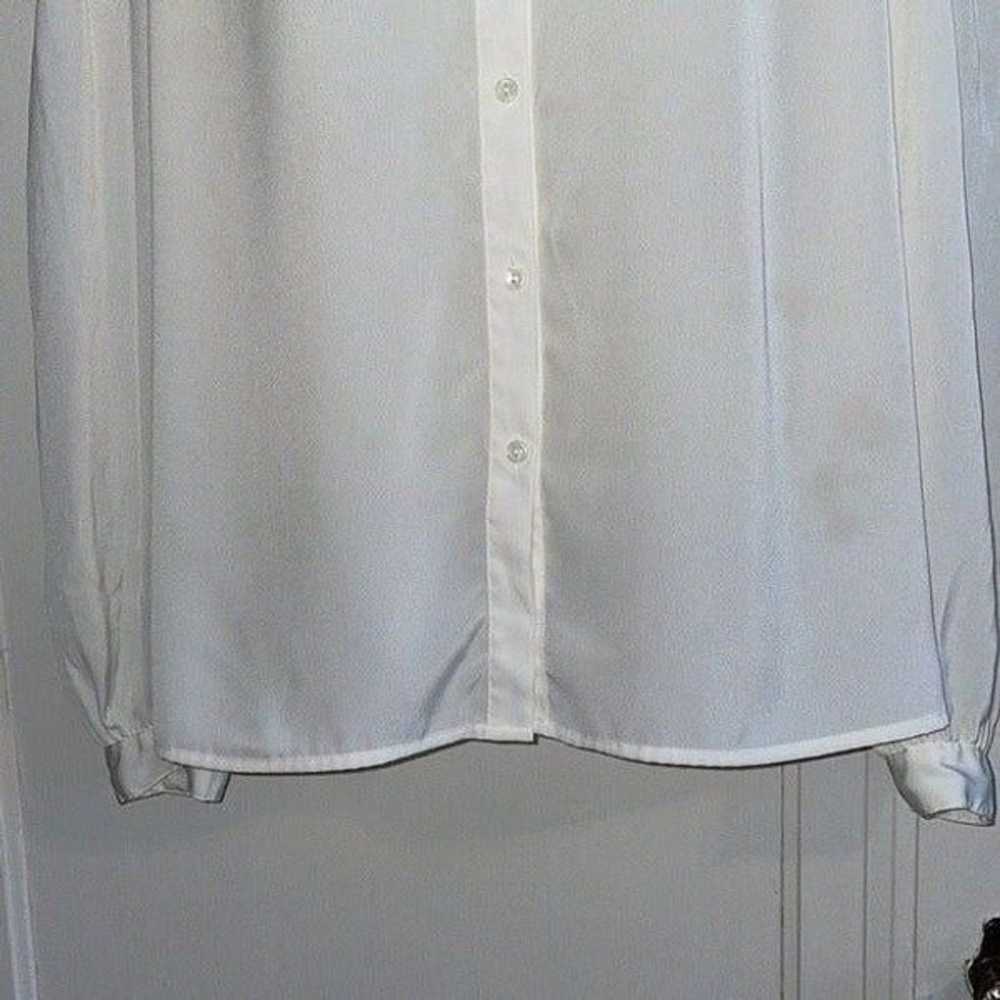 Vtg 70s Alexandria white polyester blouse - image 3