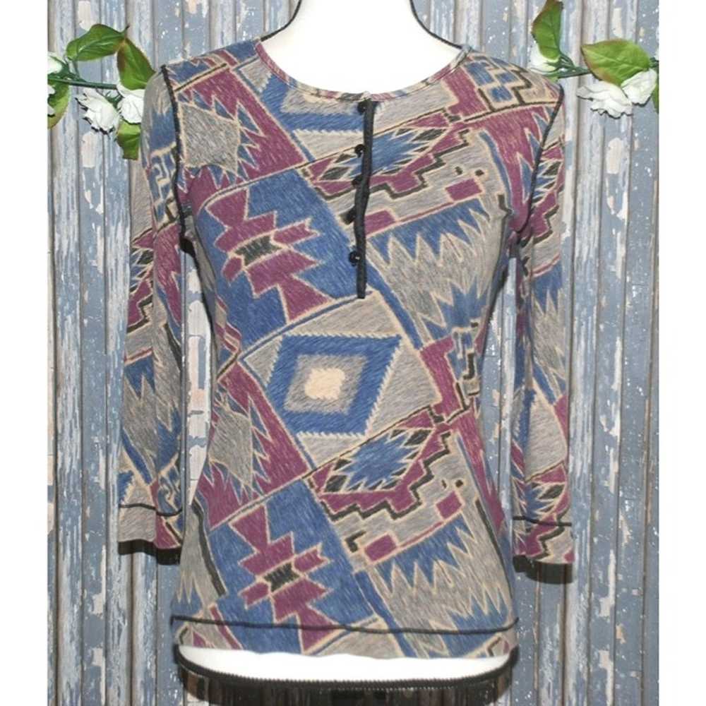 Vintage Aztec Ralph Lauren Ladies Knit Top Size M… - image 1