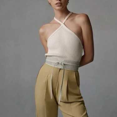 Anthropologie Beige Ribbed Halter Tank - image 1