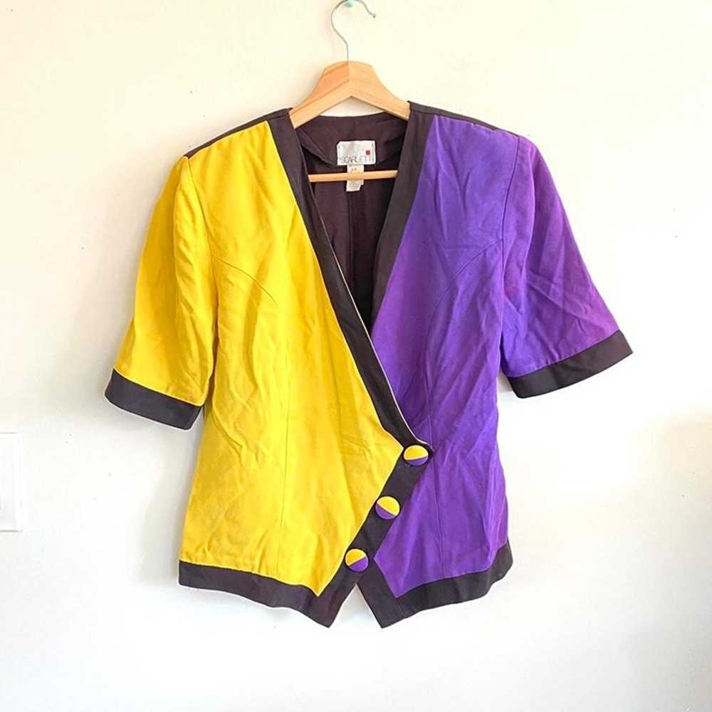 SCARLETT YELLOW PURPLE 80’S VINTAGE STRUCTURED TO… - image 1