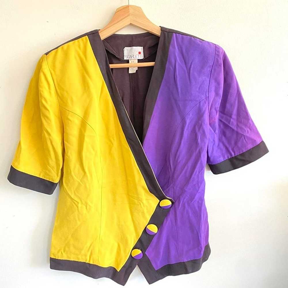 SCARLETT YELLOW PURPLE 80’S VINTAGE STRUCTURED TO… - image 2