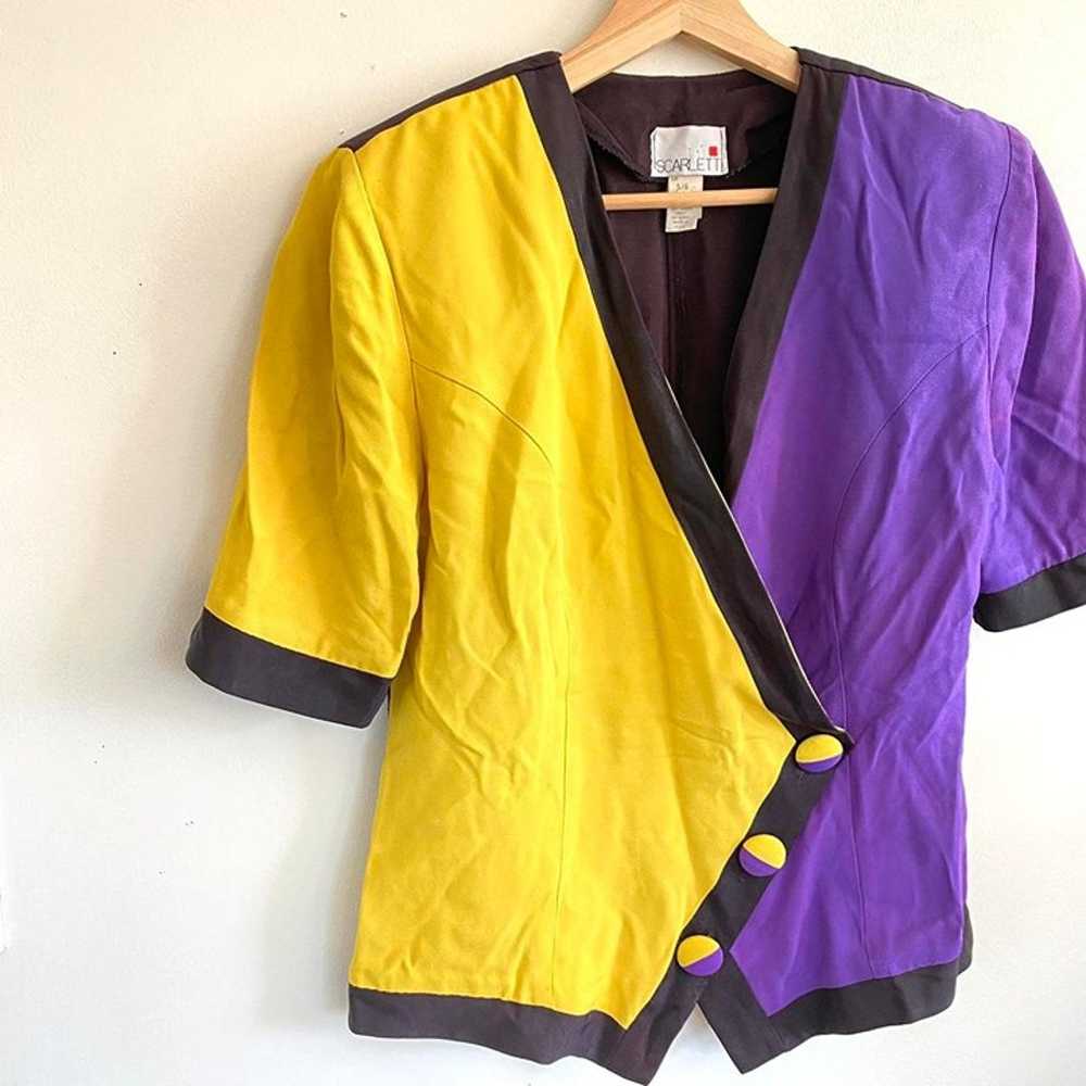 SCARLETT YELLOW PURPLE 80’S VINTAGE STRUCTURED TO… - image 3