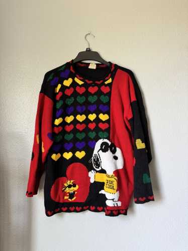 Vintage VTG Snoopy & Friends Sweater Medium Red Jo