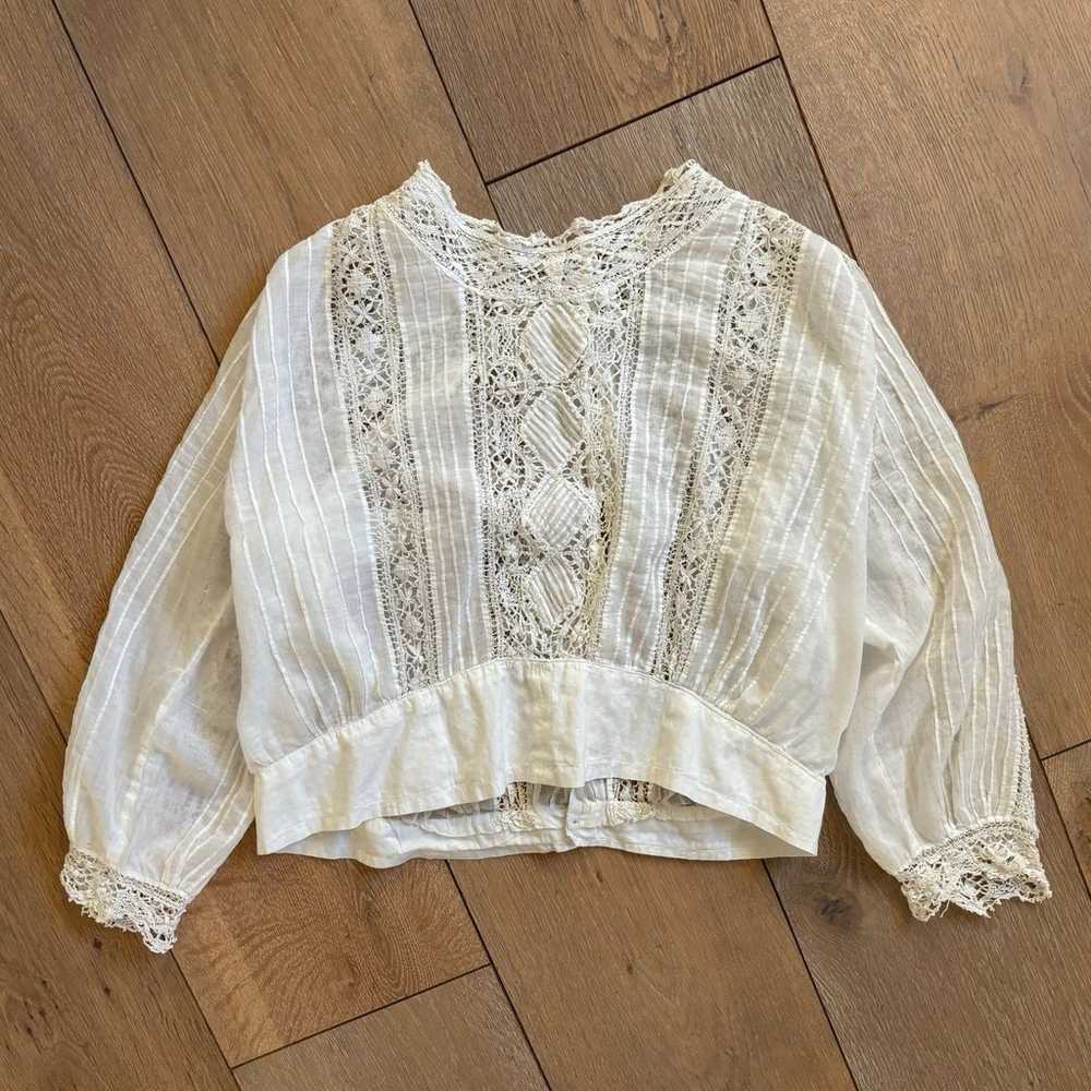 Antique French Lawn Cotton and Lace Blouse - image 10