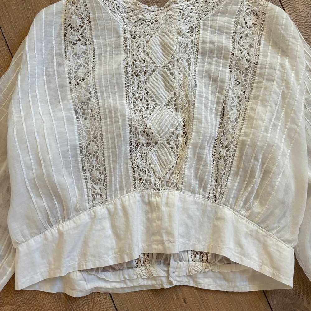 Antique French Lawn Cotton and Lace Blouse - image 12