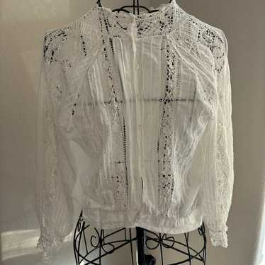 Antique French Lawn Cotton and Lace Blouse - image 1