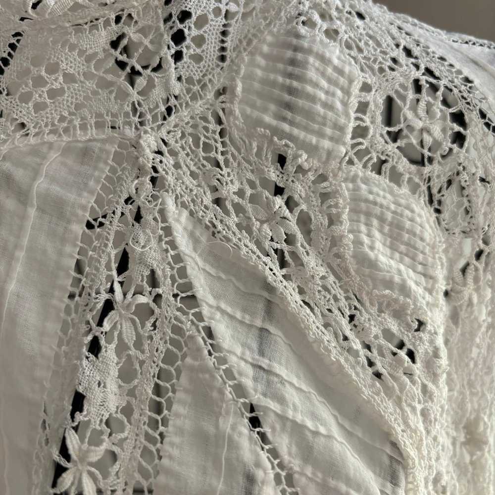 Antique French Lawn Cotton and Lace Blouse - image 4