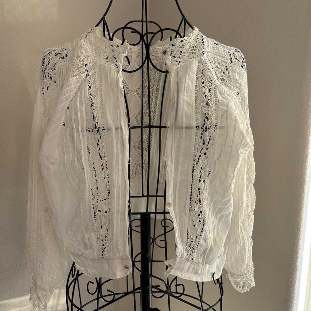 Antique French Lawn Cotton and Lace Blouse - image 8