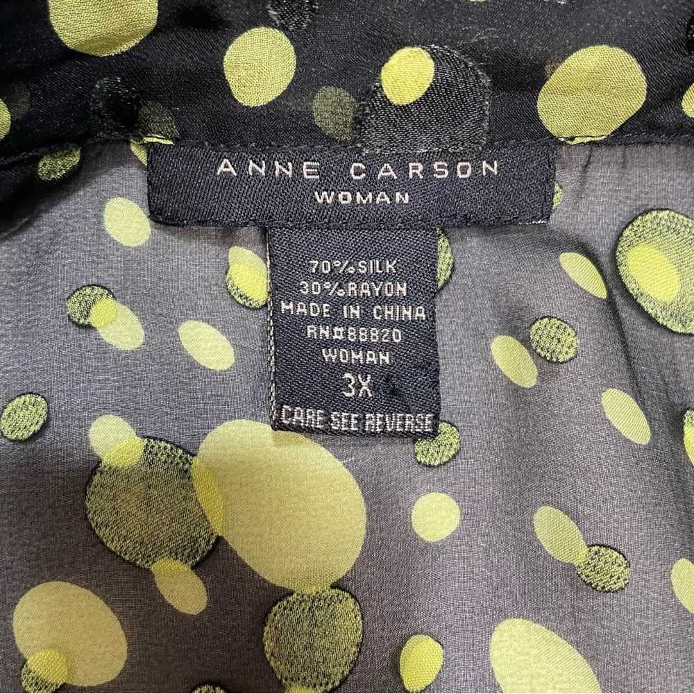 Other Anne Carson Silk Blend Chiffon Black Green … - image 7