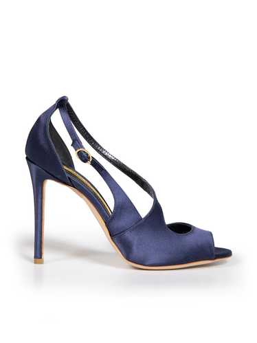 Rupert Sanderson Navy Satin Peep Toe Heels