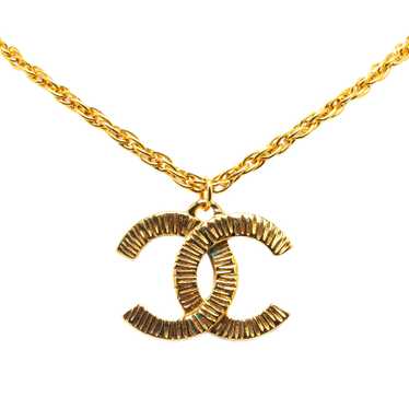 Gold Chanel Gold Plated CC Logo Pendant Necklace - image 1