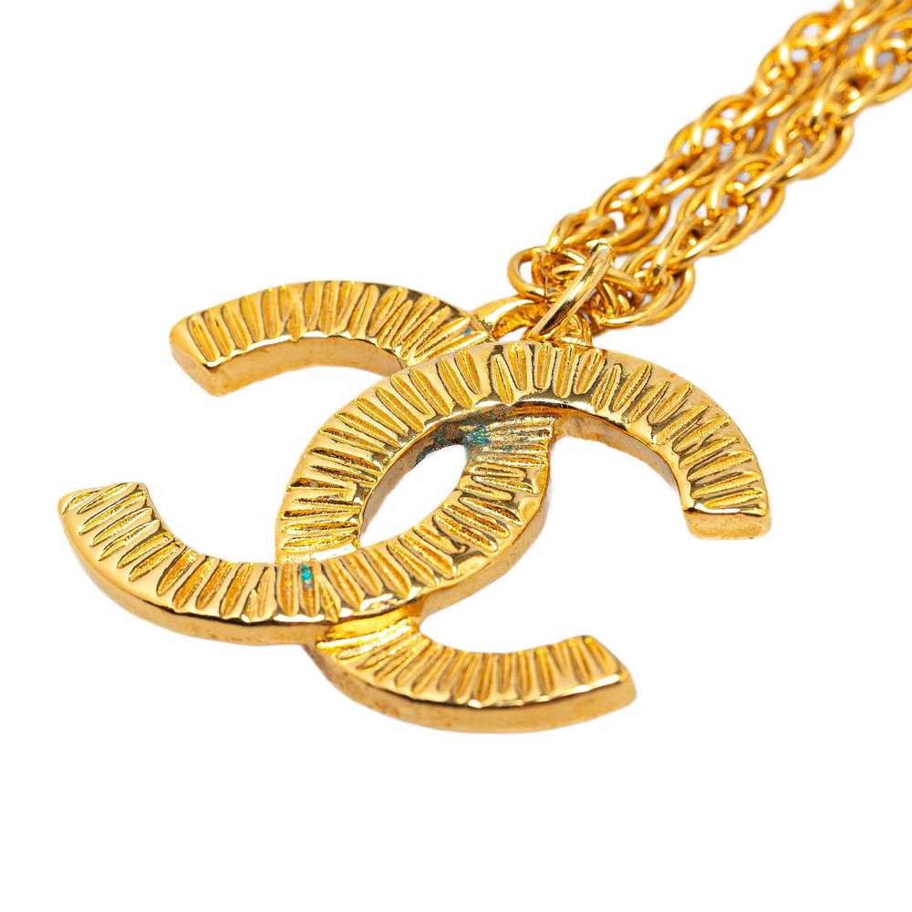 Gold Chanel Gold Plated CC Logo Pendant Necklace - image 4