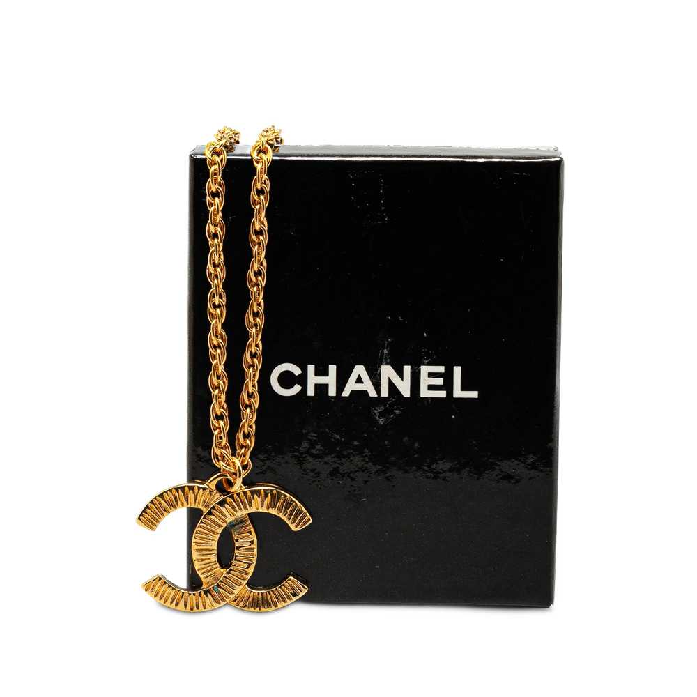 Gold Chanel Gold Plated CC Logo Pendant Necklace - image 6