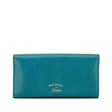 Blue Gucci Leather Swing Continental Wallet