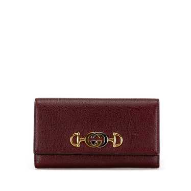 Red Gucci Zumi Leather Long Wallet