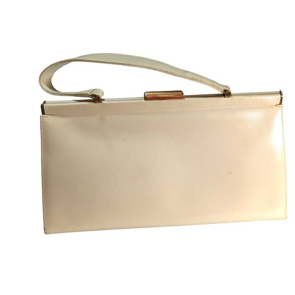 Vintage Dofan 1960s Cream Leather Handbag With Go… - image 3