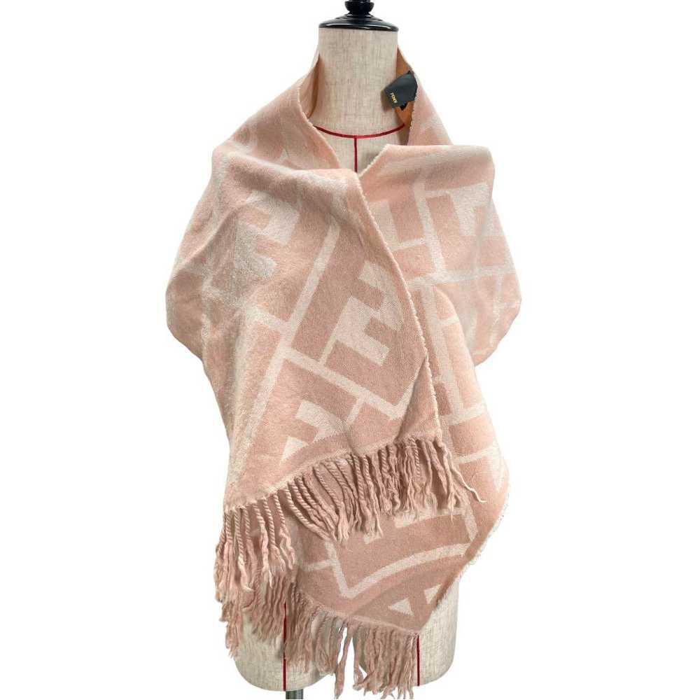 Fendi Wool 100% Stole Shawl Zucca Pink Fringe 30c… - image 1