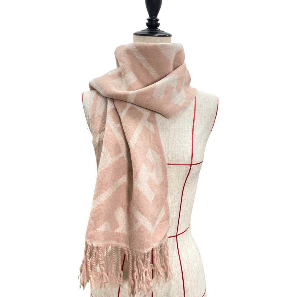 Fendi Wool 100% Stole Shawl Zucca Pink Fringe 30c… - image 3