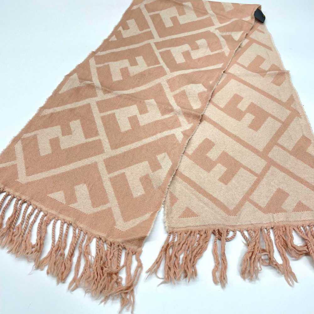 Fendi Wool 100% Stole Shawl Zucca Pink Fringe 30c… - image 4