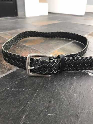 Vintage Vintage Black Leather Braided Silver Squa… - image 1