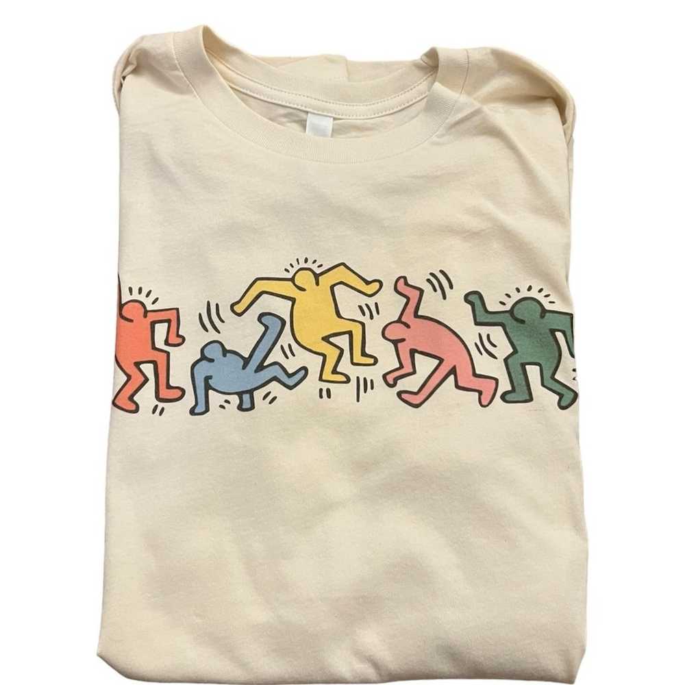 Vintage Style Dancing Men Keith Haring Grapgic Ts… - image 1