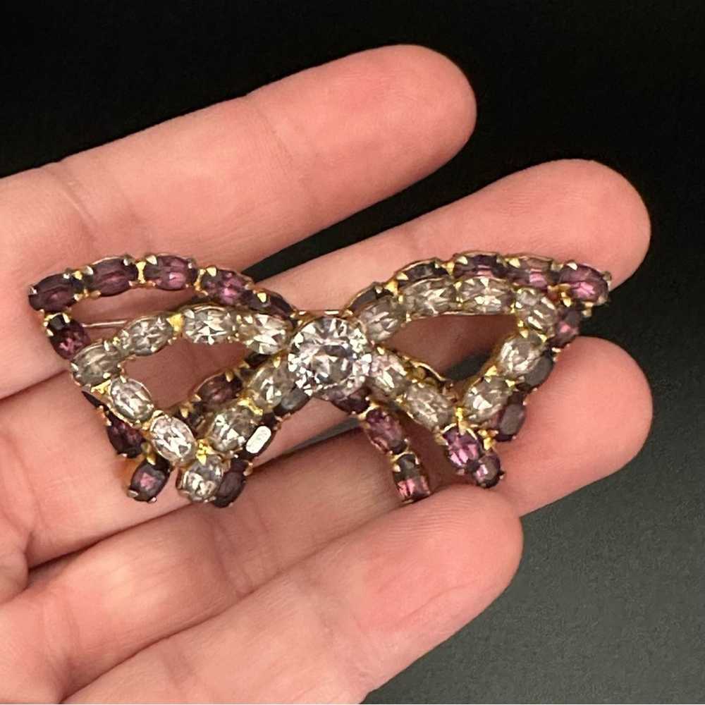 Brand Vintage Purple Sapphire And Rhinestone Doub… - image 3