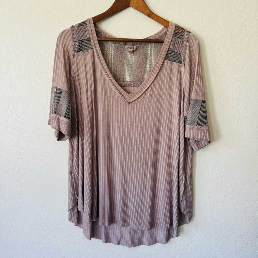 POL | v neck open knit top - image 1