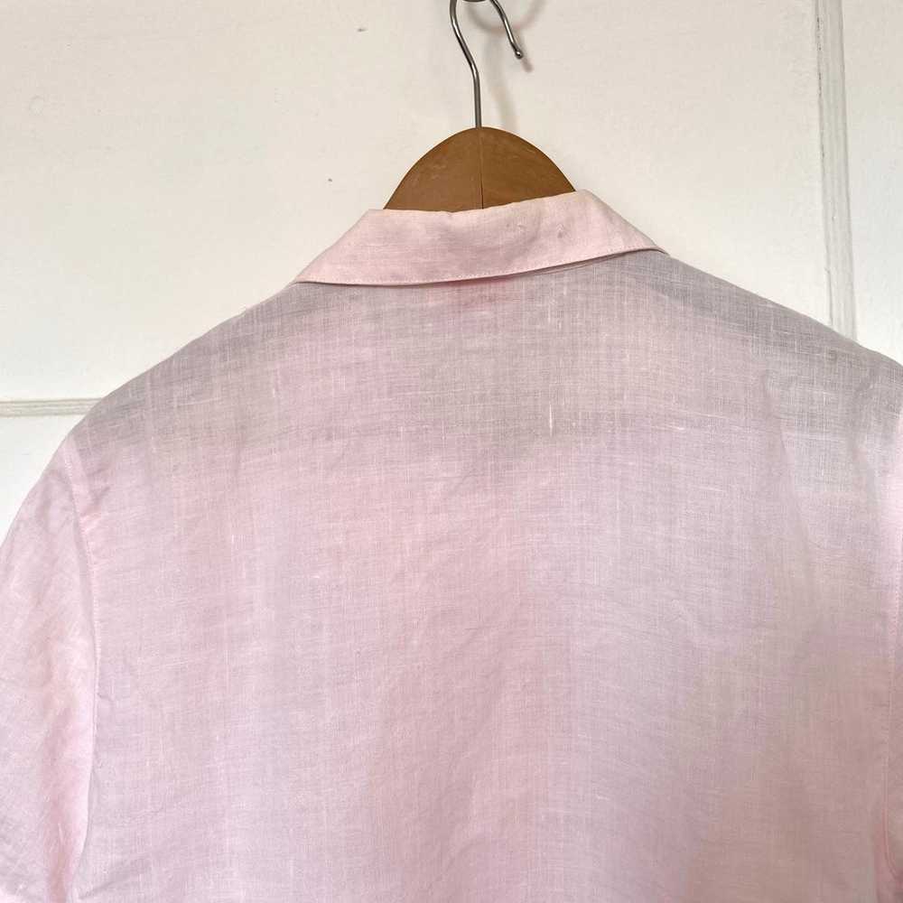 Vintage Pink Linen Collared Shirt Short Sleeve Sh… - image 7