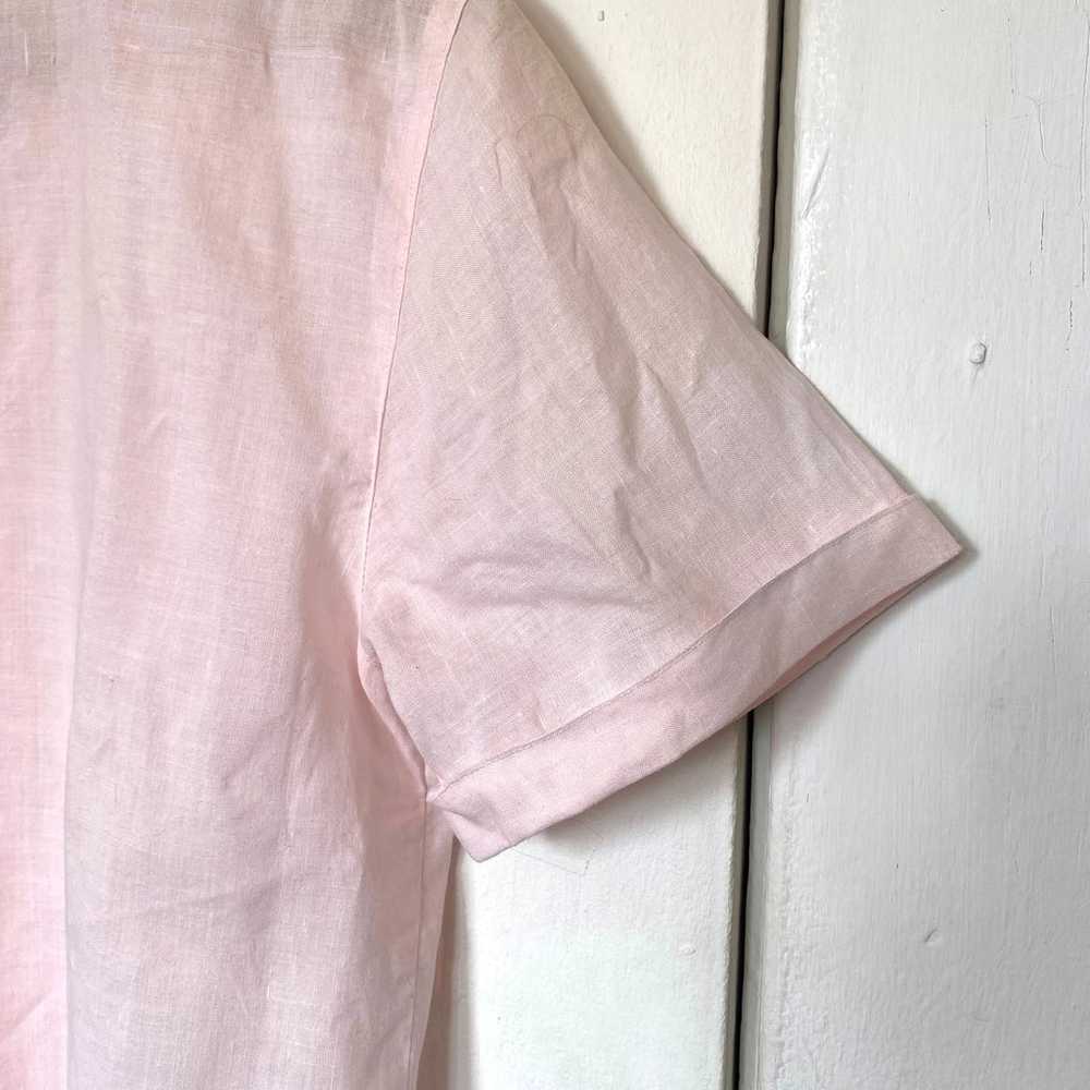 Vintage Pink Linen Collared Shirt Short Sleeve Sh… - image 8