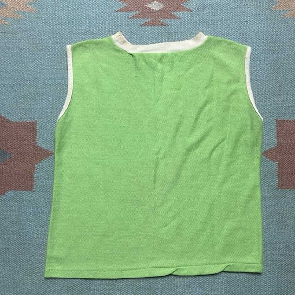 Vintage 70s tank top sleeveless shirt jacquard tw… - image 5