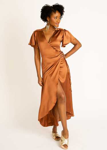 Joyfolie Giulia Silk Dress in Copper