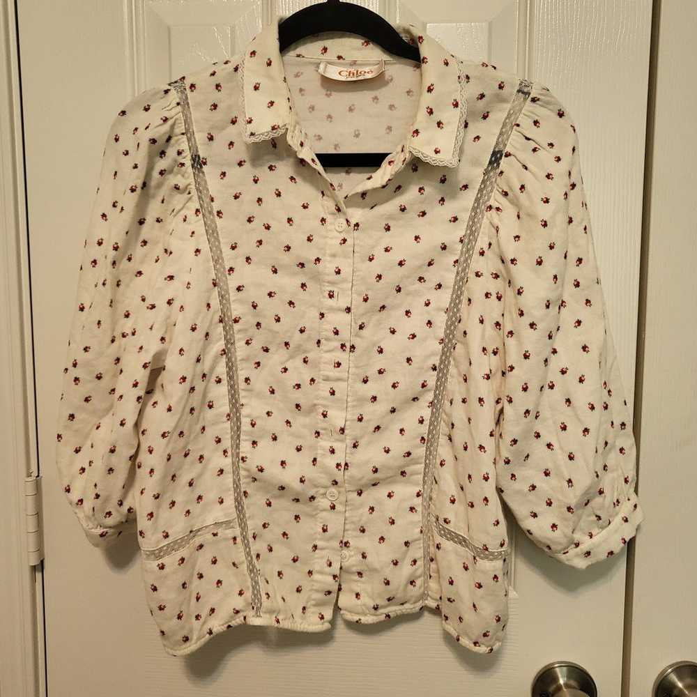 Ladies strawberry vintage blouse size S - image 3