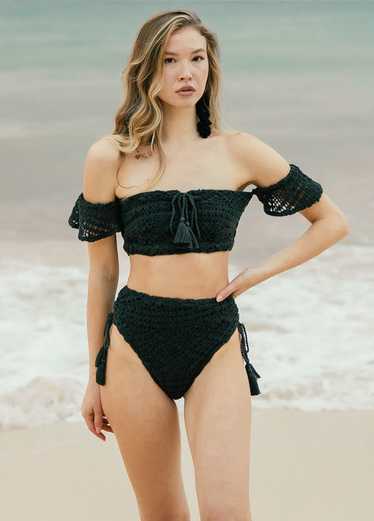 Joyfolie Makani High-Waisted Swim Bottom in Raven