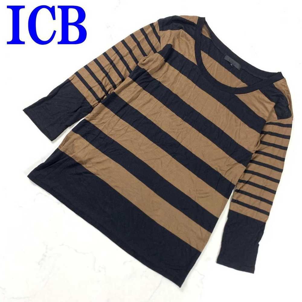 Icy B Cashmere Long Sleeve Border Cut T-shirt Bro… - image 1