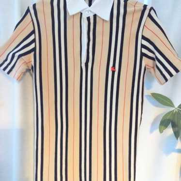 Burberry polo shirt in beige stripe nova check co… - image 1