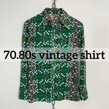 70s 80s vintage Showa retro patterned blouse with 