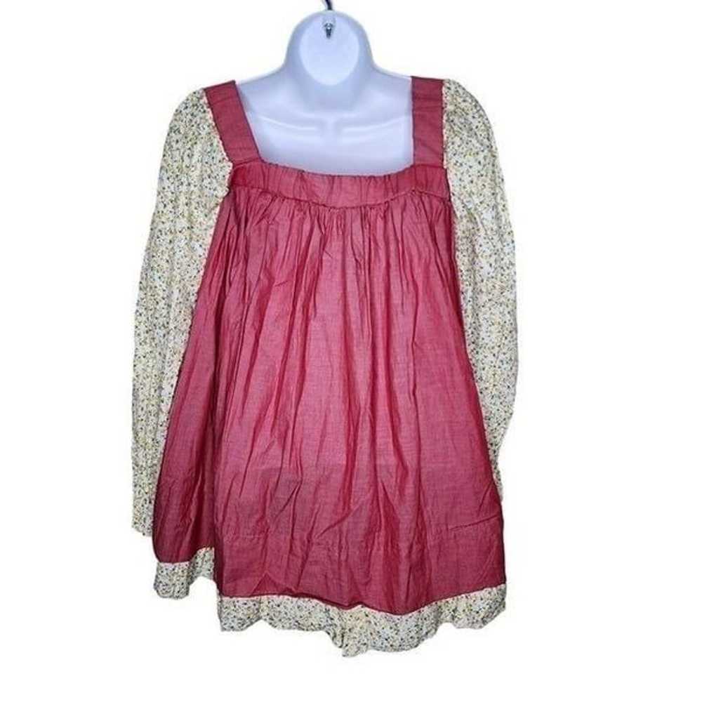 Vintage 70s Peasant Blouse Womens Size M Red Ivor… - image 2