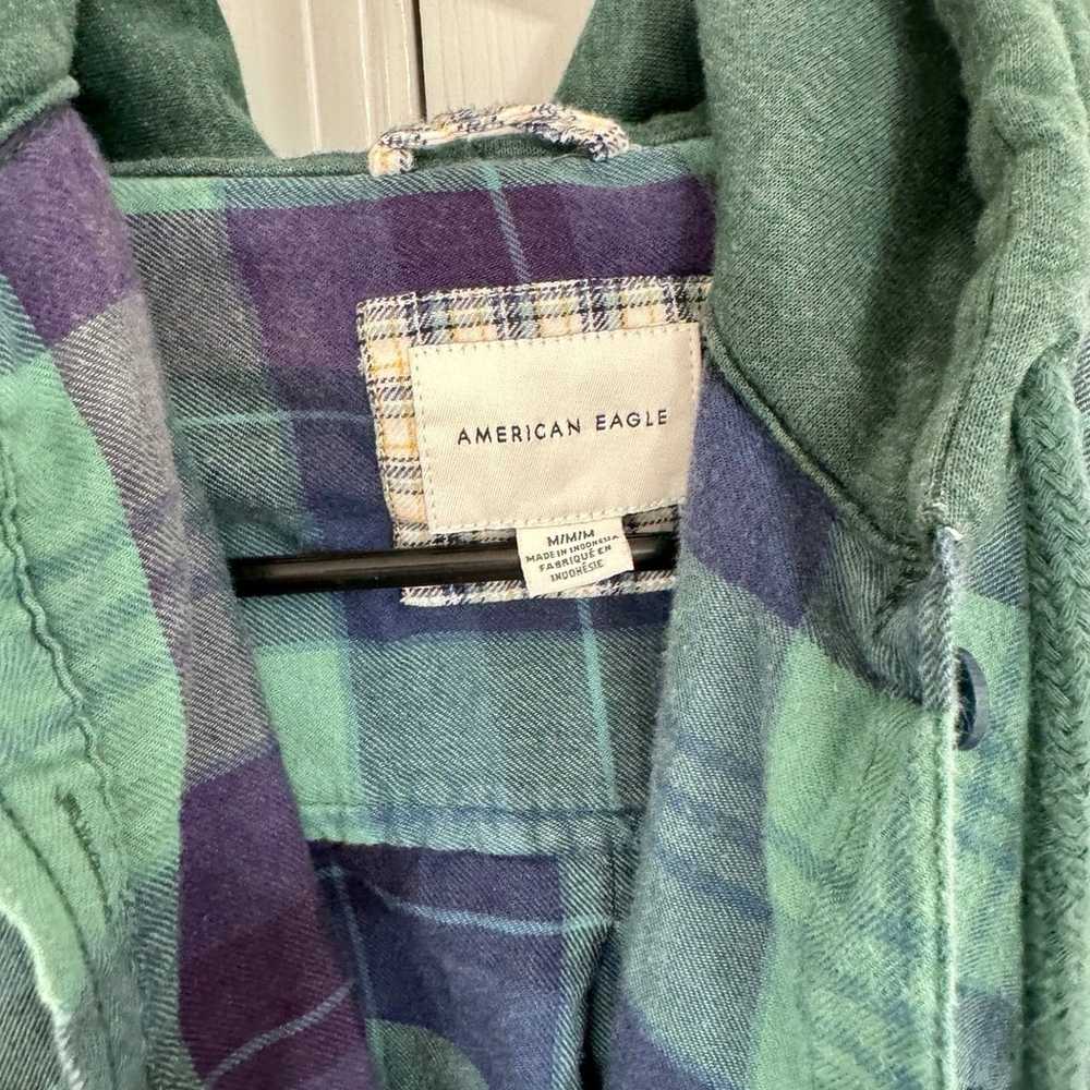 American Eagle Crop Hoodie Flannel - image 3