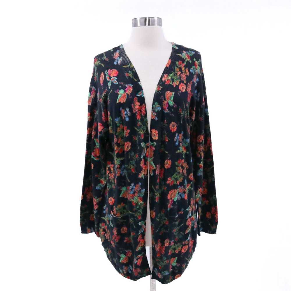 Johnny Was Luxurious Black Floral Knit Cotton Cas… - image 1